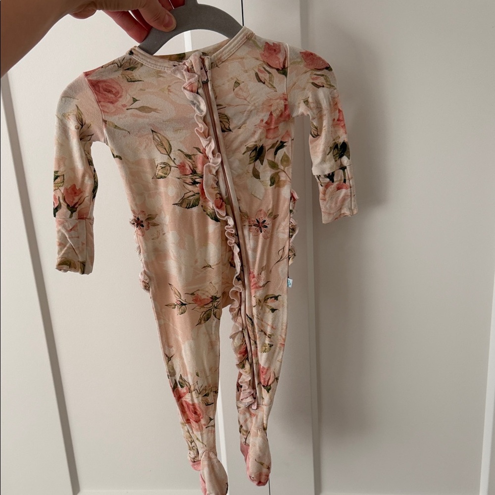Posh Peanut Floral Kids Pajamas - Pink and Cream